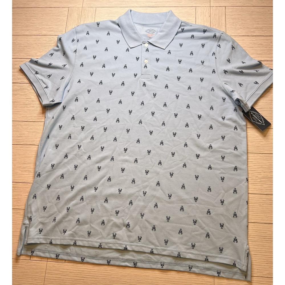 NWT St‎ John's Bay Short Sleeve Blue, Navy Lobster Print Polo Shirt, XL